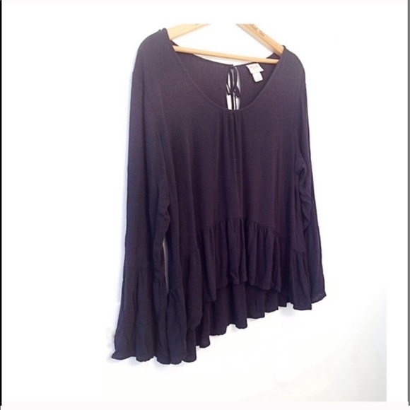 Black High Low Ruffled Tunic Mossimo Suppy Blouse - Picture 2 of 7